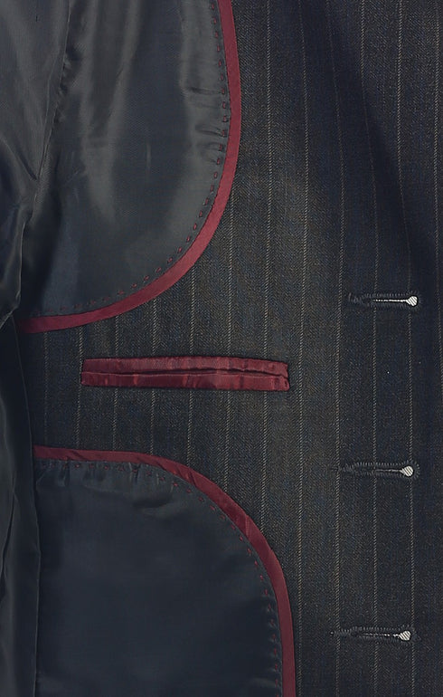 Baby Boys Dark Grey Pin-Striped Jacket Vest Shirt Pant Tie Suit 6-24M - SophiasStyle.com